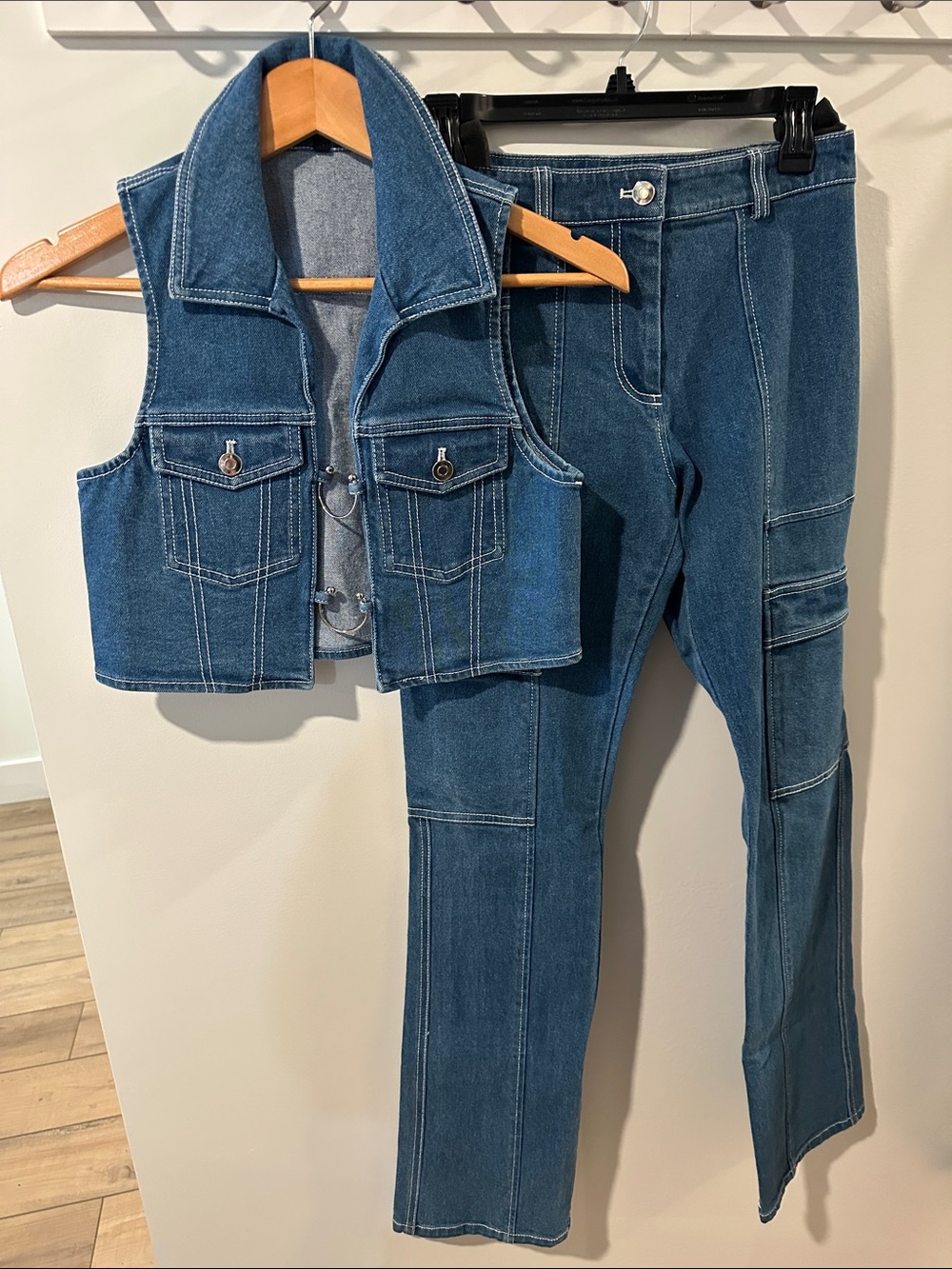 Hours Denim Two-Piece Top & Pants Set